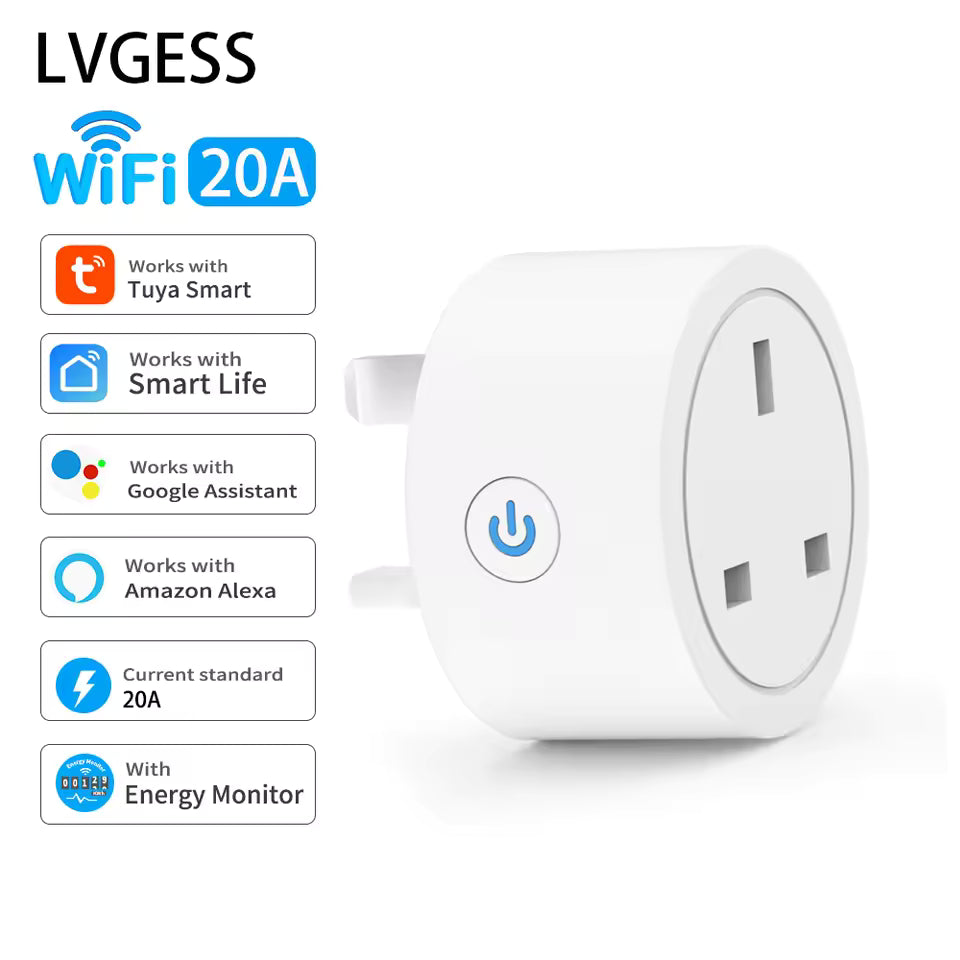 ⚡Tuya 20A Smart Plug UK ⏰ Alexa & Energy" ✅ - LizzCart
