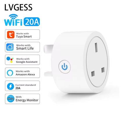 ⚡Tuya 20A Smart Plug UK ⏰ Alexa & Energy" ✅ - LizzCart
