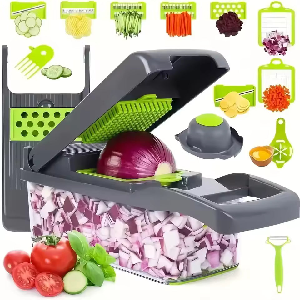 14-in-1 Multifunctional Veggie Chopper 🥕 | Slice, Dice & Grate with Ease! - LizzCart