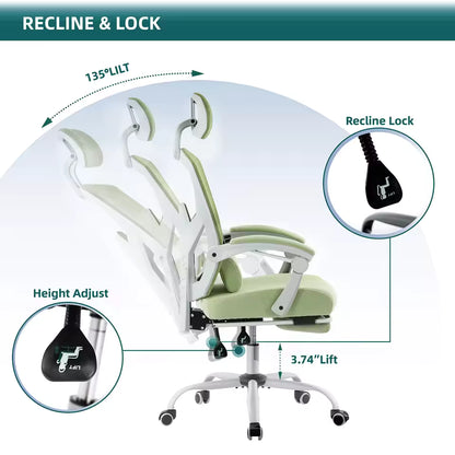 🎮 JHK Reclining Gaming Chair 💺 Mesh Comfort & Lumbar Pillow   🚚 Free Shipping on Every Order! - LizzCart