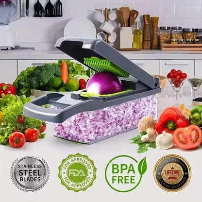 14-in-1 Multifunctional Veggie Chopper 🥕 | Slice, Dice & Grate with Ease! - LizzCart